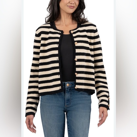 ✨ KUT from the KlothBlack & Beige Stripe Cardigan – XL ✨